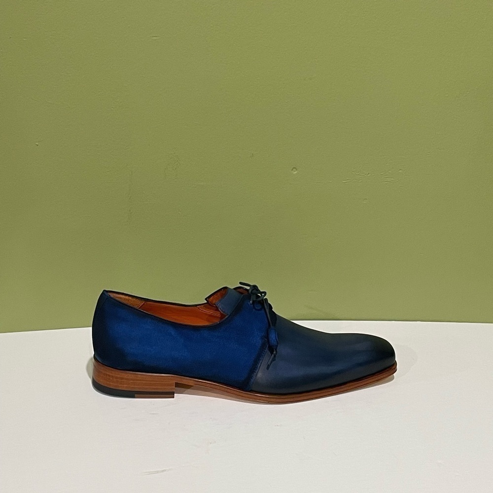 Mezlan shoes Oxford blue leather calf/suede - Picture 3 of 5